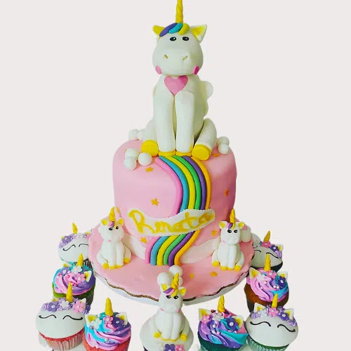 Pastel Personalizado Fondant de Unicornios - Pasteles Personalizados -  Magic Cake